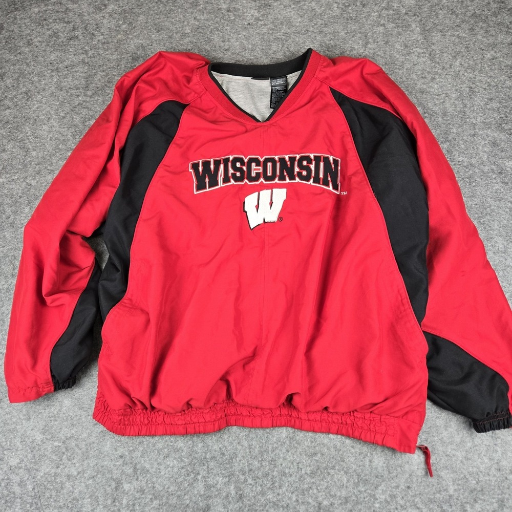 Wisconsin Windbreaker Men's Size XL Red Long Sleeve Starter Embroidered‎ 90 VTG